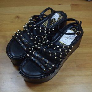 New $895 Versace Jeans Couture Women Studded Platform Sandals 39 8.5